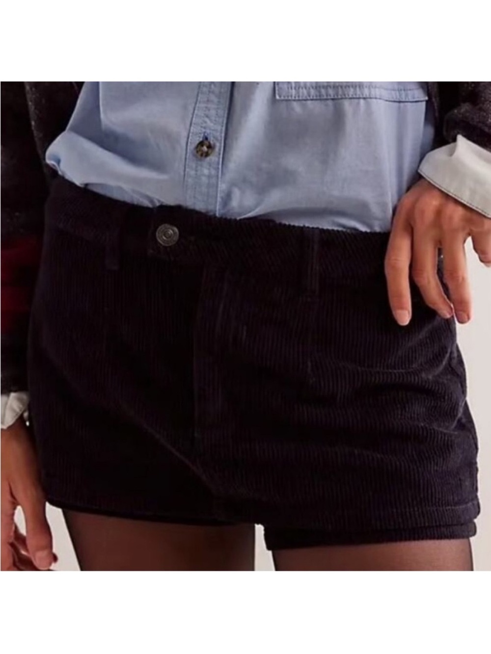 We the Free 28 Skort Gala-Vanting low-rise mini skort Corduroy in black cool